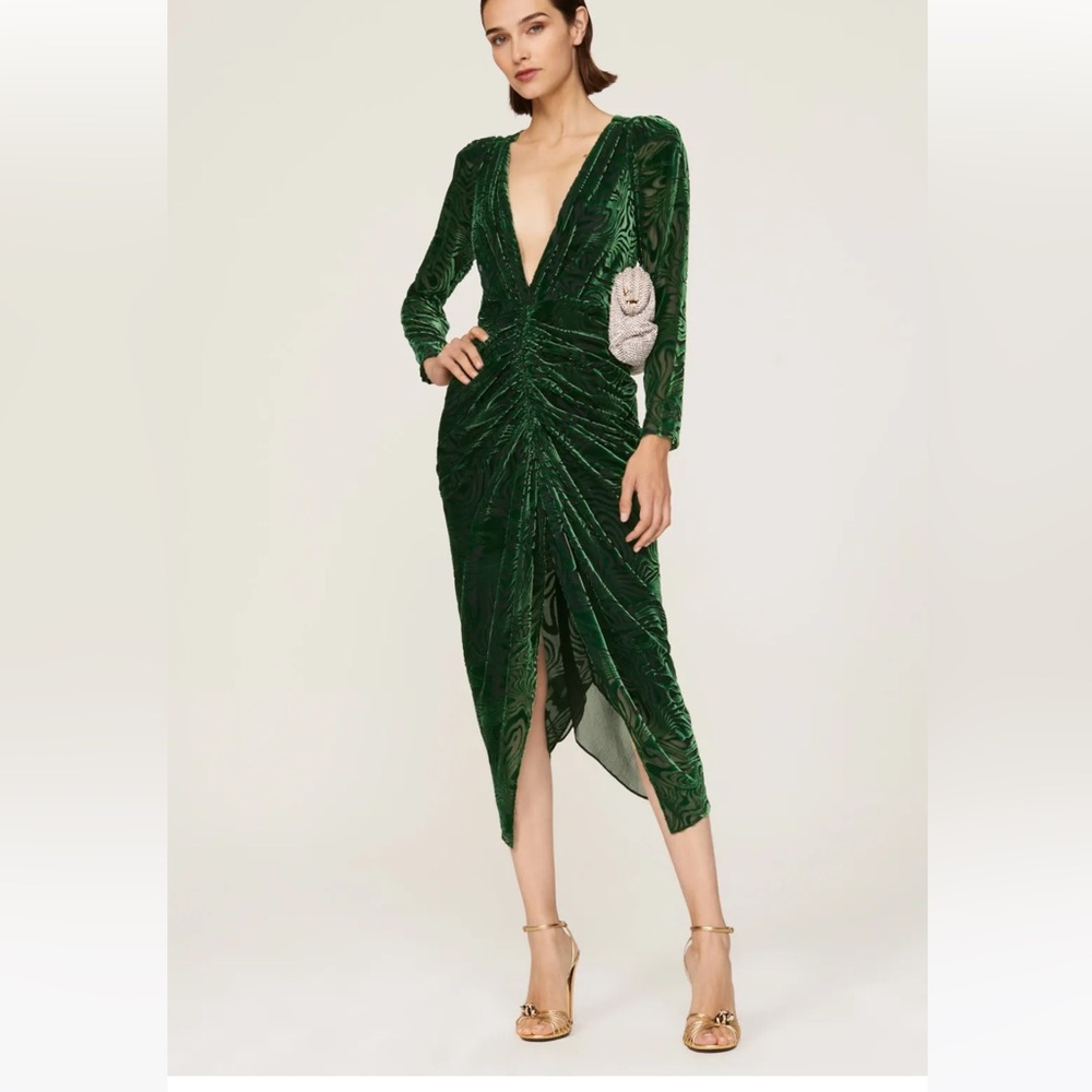 Torn by Ronny Kobo Black Velvet Midi Dress